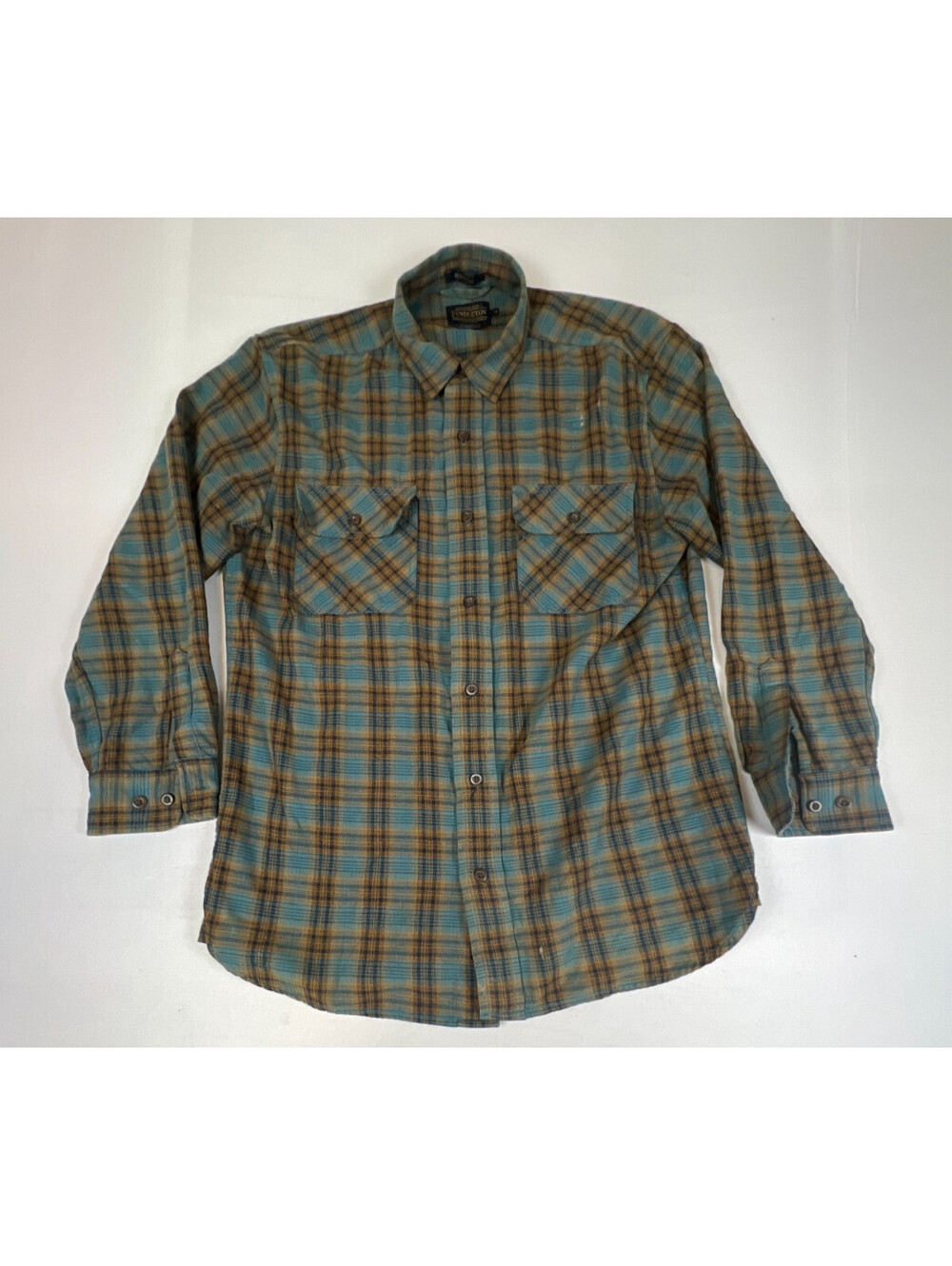 Pendleton Men M Blue Brown Plaid Burnside Long Sleeve Flannel Shirt